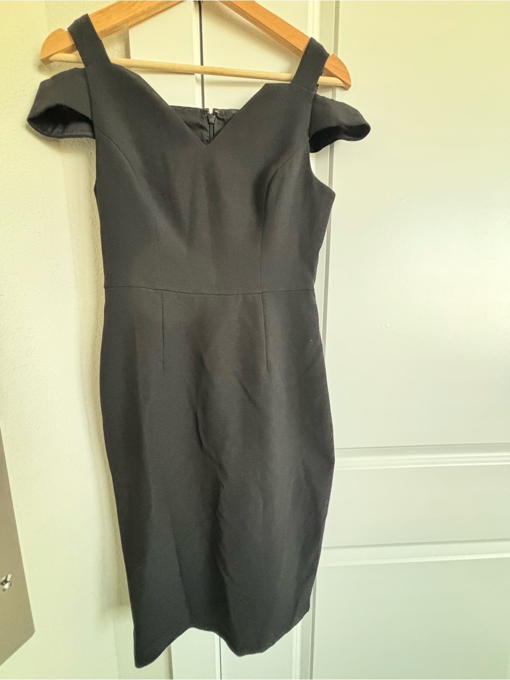 White House Black Market Black Off-Shoulder Midi Sheath Dress